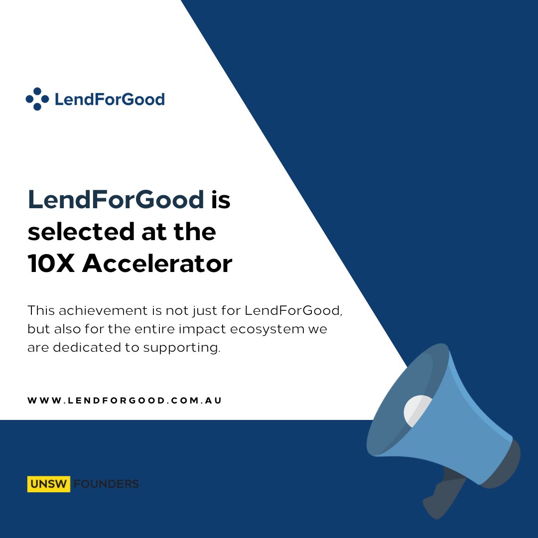 LendForGood (@lend4good) on Twitter photo LendForGood secures a spot in the esteemed 10X Accelerator by <a href="/UNSWFounders/">UNSWFounders</a>! 🚀 Watch us accelerate #impact and create positive change with #socents. Onward, upward, and beyond! #ThankYou for backing our mission! LendForGood secures a spot in the esteemed 10X Accelerator by <a href="/UNSWFounders/">UNSWFounders</a>! 🚀 Watch us accelerate #impact and create positive change with #socents. Onward, upward, and beyond! #ThankYou for backing our mission!