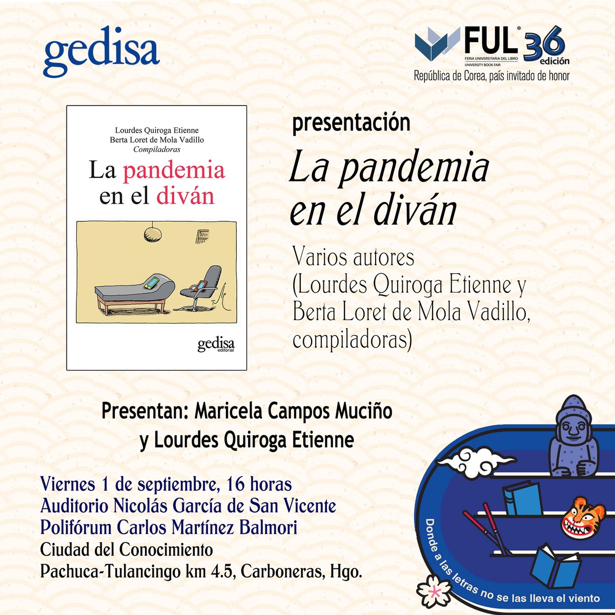 gedisa_mx's tweet photo. El viernes 25 de agosto arranca la Feria Universitaria del Libro de Hidalgo y #GedisaMx tendrá una rica agenda
#DeFeriaEnFeria #FULMéxico #36FUL #FUL36
#Historia #Política #PolíticaPública #Filosofía #Psicología #Sociología #Ensayo #AmamosLosLibros #LeerEsVivir #LeerEsEstarVivo https://t.co/aVIaDZQb0e