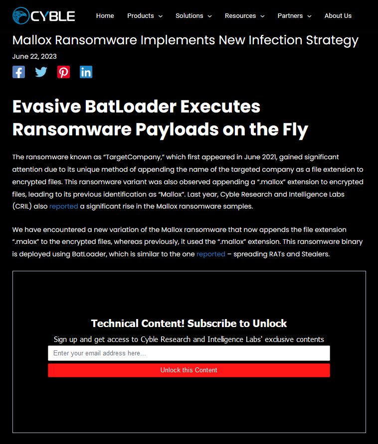 1ZRR4H's tweet photo. Be careful, the information here is not correct, this isn't #BatLoader ❌
+ "Technical Content! Subscribe to Unlock" 🤦♂️
hxxps://cyble.com/blog/mallox-ransomware-implements-new-infection-strategy/ https://t.co/rofIpv0Pgq