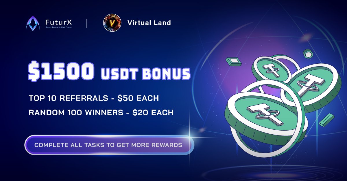 FuturX (@futurxofficial) on Twitter photo 🎉 @FuturxOfficial Collaborated with <a href="/VirtualLand_/">Virtual Land || Metaverse ❤️🔥</a> - $1500 Exclusive Bonus Giveaway😍
Complete All Social Tasks to Get the Rewards
- Top 10 Referrals - $50 Each
- Random 100 Winners - $20 Each
Giveaway will end on 31th August!
#FuturX #Giveaway #Airdrop 🎉 @FuturxOfficial Collaborated with <a href="/VirtualLand_/">Virtual Land || Metaverse ❤️🔥</a> - $1500 Exclusive Bonus Giveaway😍
Complete All Social Tasks to Get the Rewards
- Top 10 Referrals - $50 Each
- Random 100 Winners - $20 Each
Giveaway will end on 31th August!
#FuturX #Giveaway #Airdrop