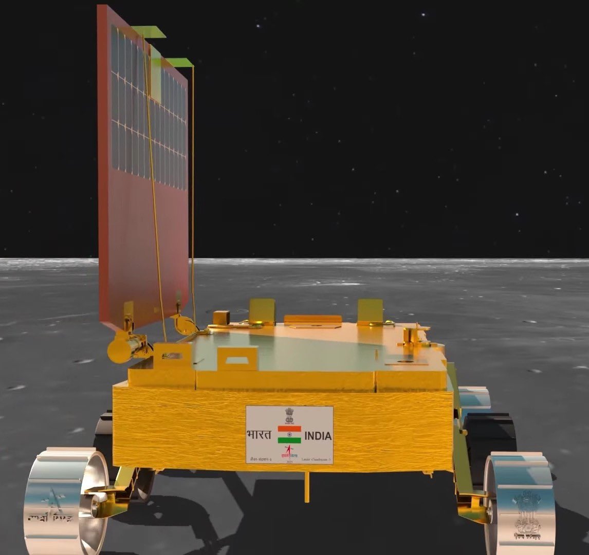 samundragyaan_'s tweet photo. #Chandrayaan3Landing | 'India took a walk on the Moon', says #ISRO as #PragyanRover rolls out of #Chandrayaan3 lander on #Moon 

#Chandrayaan3 #Chandrayaan3Success #Chandrayaan_3 #isrochandrayaan3mission #PragyanRover #praggnanandha #ISRO #Ch_3 #VikramLander #Trending #news https://t.co/Sv1r2n28PY