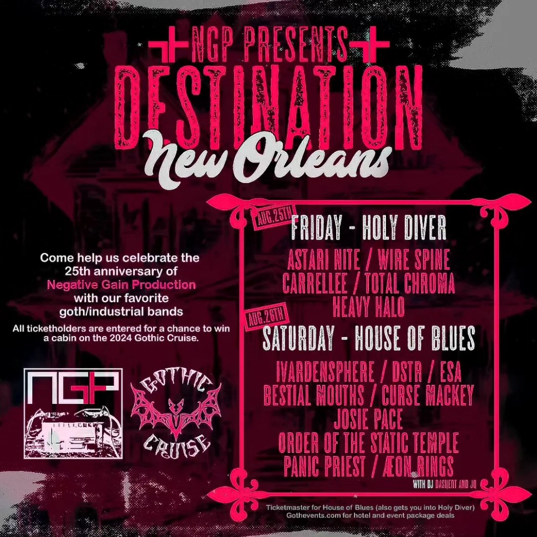 This weekend, I fly to #NewOrleans for a show at @hobnola on the 26th as part of this killer lineup for @ngprecords presents: DESTINATION NEW ORLEANS! 
Bypass Ticketmaster and grab tix directly from the NGP Bandcamp for the entire two-day event ngpofficial.bandcamp.com/merch/ngp-dest…