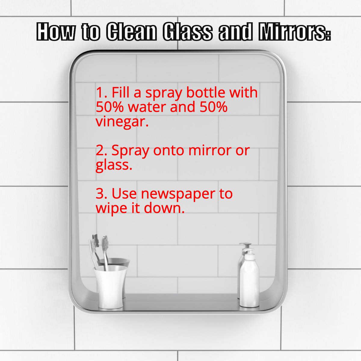 ljdevlingroupkw's tweet photo. Have you ever wondered how to clean glass and mirrors without leaving streaks? Check it out: 

1. Fill a spray bottle with 50% water and 50% vinegar. 
2. Spray onto mirror or glass.
3. Use newspaper to wipe it down.

Do you have a favorite cleaning hack? Share it https://t.co/dnAFelGKNW