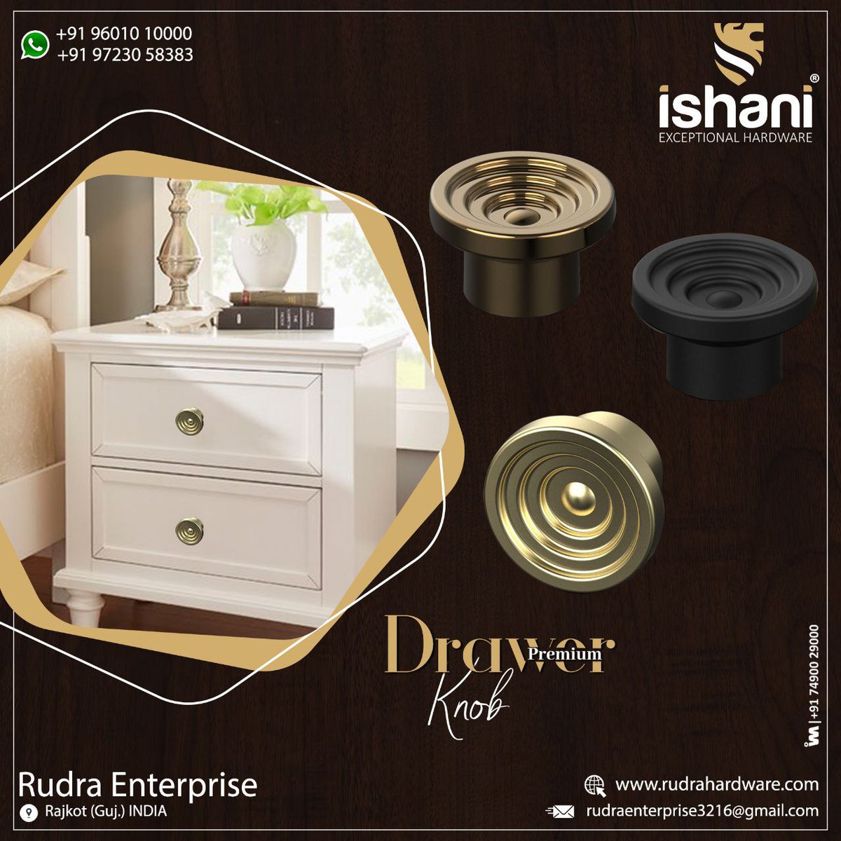 ibais_hardware's tweet photo. Rudra Enterprise - Rajkot
For enquiry via WhatsApp click:
https://t.co/aJDptlcBcS
Mr. Milan Patel: +91 96010 10000
Customer Care No.: +91 97230 58383
#drawerknob #premiumknob #knobdesign #cabinethardware #cabinethandle #cabinethandlesandknobs #doorcabinet
.
@IBAISMEDIA https://t.co/2kZr6rlmNt
