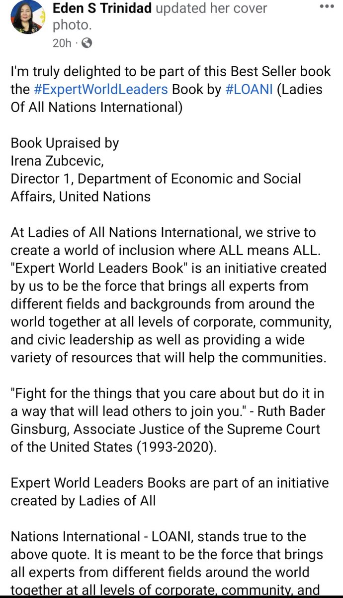 EDENTRINIDAD's tweet photo. I'm proud to be a Co-author of this Best Seller book by Prof Caroline Makaka & Viola Edward.
Book upraised by
Irena Zubcevic
Director 1, Department of Economics and Social Affairs #United_Nations
https://t.co/yS1H2cmkAZ
#experts #worldleaders #birland
#LOANI @UN @birtawilgov https://t.co/pWlsYgVIUg