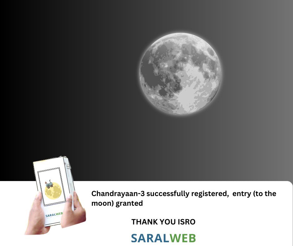saralweb's tweet photo. #Chandrayaan3Mission thank you @isro https://t.co/4vTFQd5x81