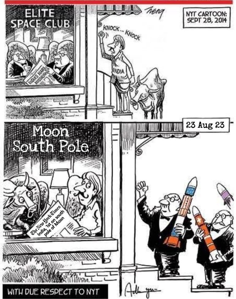 SWARAJ_1947's tweet image. INDIA is ON the MOON 🇮🇳 🌛
#ISROrocks #Chandrayaan3 #Chandrayaan3Landing #VikramLander  #Ch3 #PragyanRover #ISRO #southpole  
CONGRATULATION Team INDIA !! @isro 🕺 

#nyt 
There may be years, we DIDN'T had food Or clothes due to colonials..
But we ALWAYS HAD TALENT !! MIND IT !!