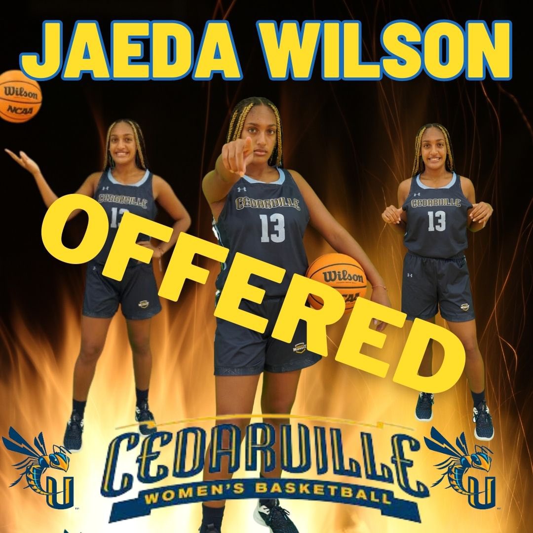 JaedaWilson2025's tweet photo. Celebrating a milestone today: I've received my first offer to play at the next level @cedarvillewbb! Grateful for this opportunity!  Big thank you to @coachamiller1 @coach_lys @kevo_da_vinci #FirstOffer 🙌 #CollegeDreams 📖 https://t.co/OWIGXMppB9