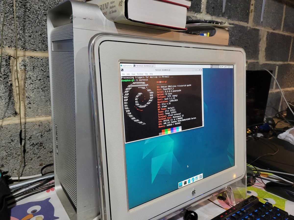 FINALLY got #debian sid running on the beautiful #PowerMacG5 with dual processors. It's awesome there are still some people keeping these old architectures going, wish more people would/could. #OpenBSD supports it as well and likely #NetBSD since it supports everything lol.