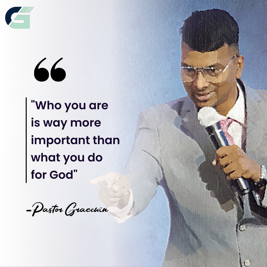 'Who you are is way more important than what you do for God'

-Pastor Gracewin
#PastorGracewin #PastorGracewinQuote #WhoYouAreMatters #IdentityOverActivity #GodLovesYouAsYouAre #YourCharacterCounts #PurposeOverPerformance #GodSeesYourHeart #BeYourselfForGod #GraceOverWorks