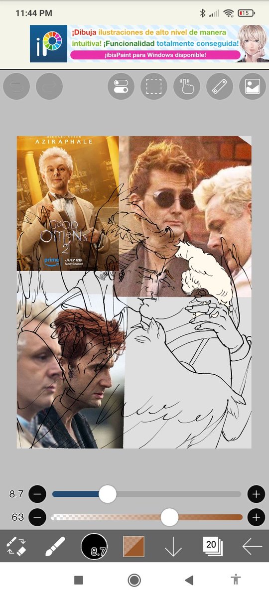 Kakashiobito5's tweet photo. Después de ver el final de la segunda temporada y que me haya quedado un sabor amargo en la geta me puse a dibujar a #Aziraphale y a #Crowley dándose un besucón 💋#goodomes #GoodOmens2 #ArtistOnTwitter #aziracrow https://t.co/9Uek5djFj7