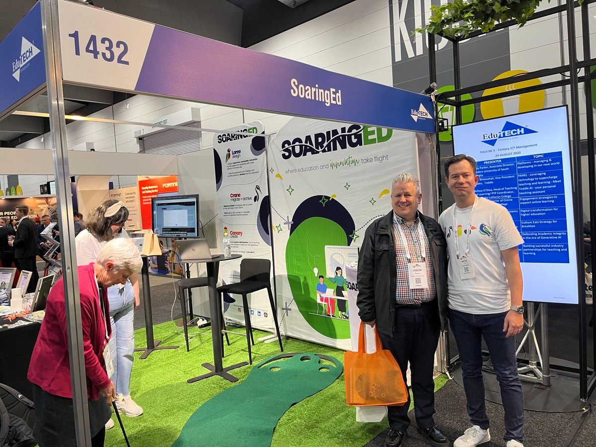 soaring_ed's tweet photo. 🎉 Thrilled to have Engineers Education Australia at our #EduTech booth #1432! 🚀 Awesome discussions with Jason Fletcher about using Loree and more. Let's soar to new heights together! 🙌🔗 #EngineeringAus #CollaborationWins #EduTech2023 https://t.co/EV7Vu2xTDi