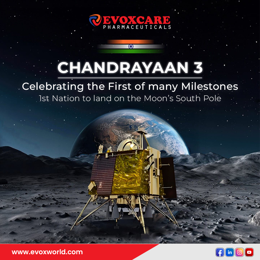 EvoxPharma's tweet photo. Sending best wishes to Chandrayaan-3 for a successful landing. May the mission touch down safely and unlock discoveries on the lunar surface! #Chandryaan3 
Congratulations @isro and @GovernmentIndia
on their historic soft landing of Chandrayaan-3 on the lunar south pole! 🌖 https://t.co/0Kh64wtREW