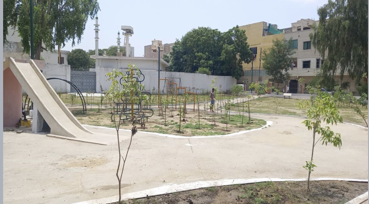 DCKhiCentral's tweet photo. Discover the magic of #Project76 at Block 14's Fatima Park! From a forgotten corner to a vibrant green haven, witness the remarkable journey of urban revival. A unique touch? We're irrigating this oasis with ablution water, embodying sustainability and community spirit. https://t.co/pmuIVSp3yh