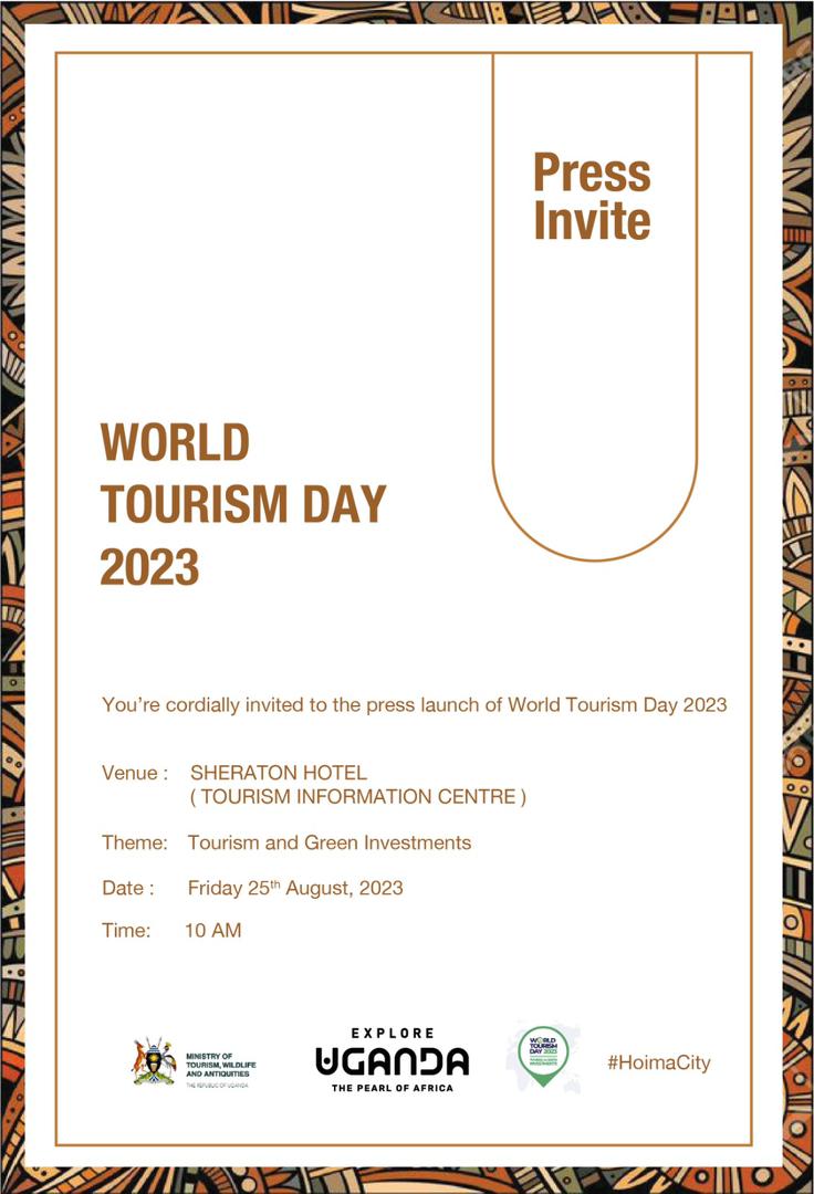 mugarra's tweet photo. Ahead of the #WorldTourismDay2023, join us for the media launch happening tomorrow Friday August 25th at the Tourism Information Centre - Sheraton Hotel, 10AM.

Following last year's celebration themed "Rethinking Tourism" which among others highlighted the impact of tourism on the planet & opportunities to grow more sustainably, this year's World Tourism Day will be celebrated under the theme "Tourism and Green Investments."

 @ExploreUganda