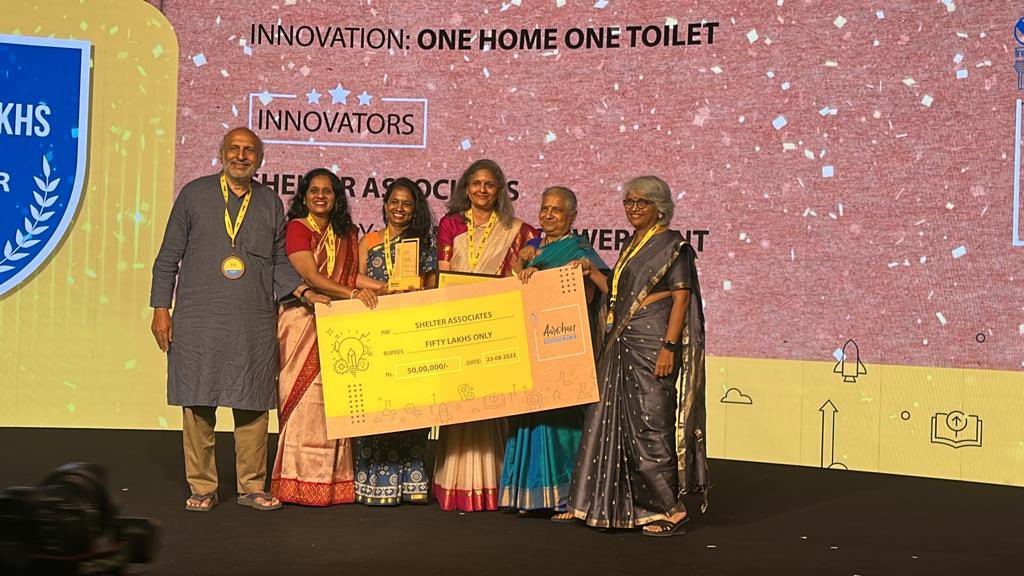 Manojpochat's tweet photo. Congratulations to Pratima joshi ji of @ShelterAssts Shelter Associates NGO #Pune for Aarohan Social Innovation Awards 2023 by @Infy_Foundation in Women Empowerment for data-driven sanitation model ‘One Home One Toilet’. They have facilitated home toilets to 27000 poor families. I have seen her work & they do really good work.