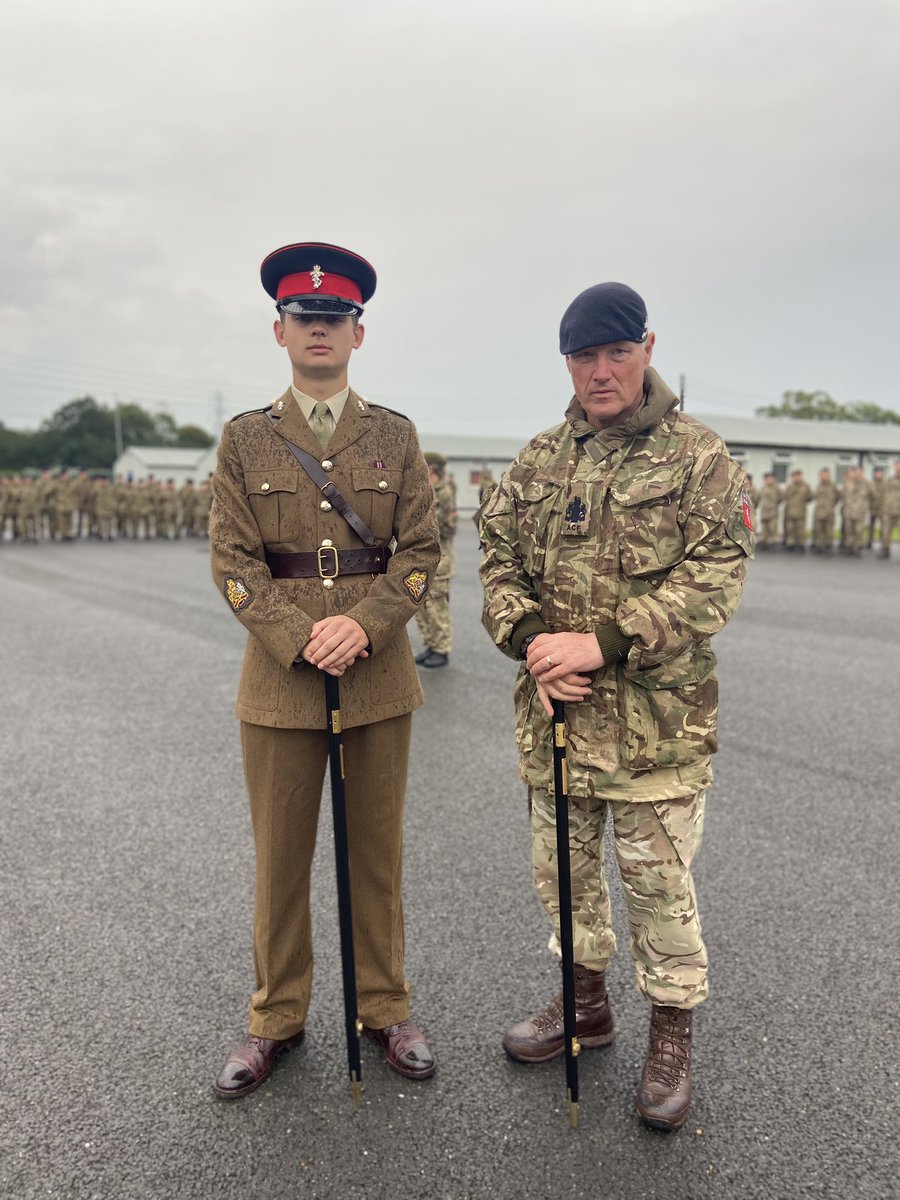 Cadet RSM Siggers and RSM Barnes on the county practice parade