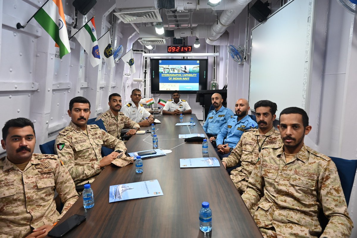 indiannavy's tweet image. #INSVisakhapatnam visit to #Kuwait, aimed to enhance 🇮🇳-🇰🇼 cooperation &amp;amp; strengthen ties between the two Navies.
Professional interactions undertaken with #KuwaitNavy in various domains of #maritime operations &amp;amp; best practices shared.

@IN_WesternFleet @IN_WNC 
@indembkwt