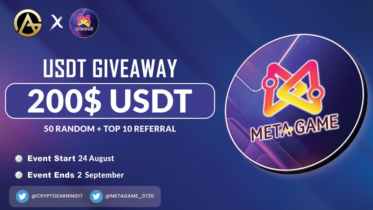 📣 Meta Game X Genius Airdrop Massive #Giveaway

🎁 Reward $200 $USDT 

To Enter:
✅ Complete #gleam
gleam.io/rHAp8/genius-a…

#Airdrop #Crypto #AirdropCrypto #airdrops #giveawayalert #usdtgiveaway