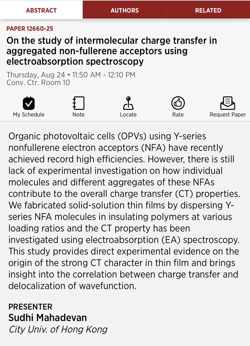 Are you curious to know more about the intermolecular CT properties of Y6 using EA spectroscopy? 

My first ever presentation at #SPIEOpticsPhotonics 
All are invited…