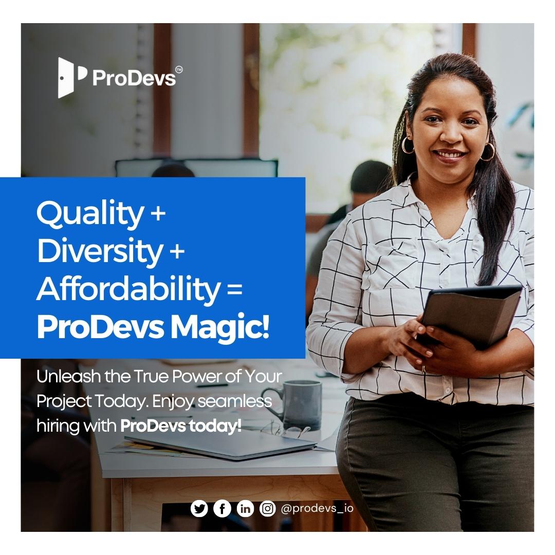 Prodevs_io's tweet image. At ProDevs, we believe in crafting tech hiring solutions that transcend expectations. Our unique formula combines top-notch Quality to ensure precision, Diversity to foster innovation, and Affordability to make excellence accessible to all. 
#productmanager #Tech #hiretalents