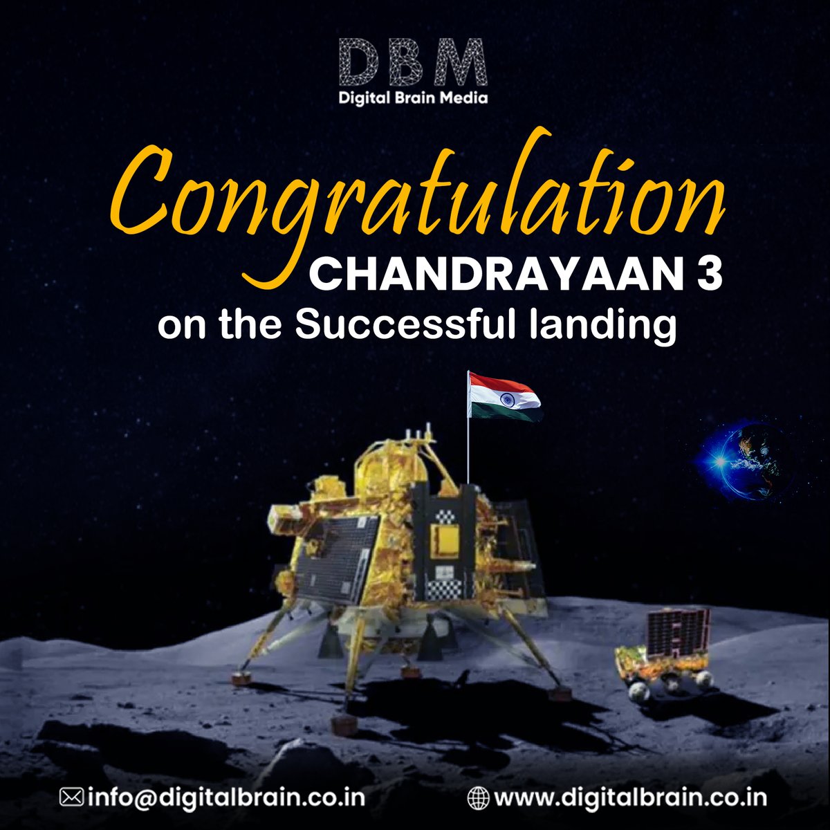DigitalBrainMe7's tweet photo. India has made space exploration history! ISRO's #Chandrayaan3 spacecraft has successfully soft landed in the lunar south pole region, making it the first ever mission to land in this uncharted territory.

#Chandrayaan3Mission #ISRO #MissionMoon https://t.co/1O1OoegdGA