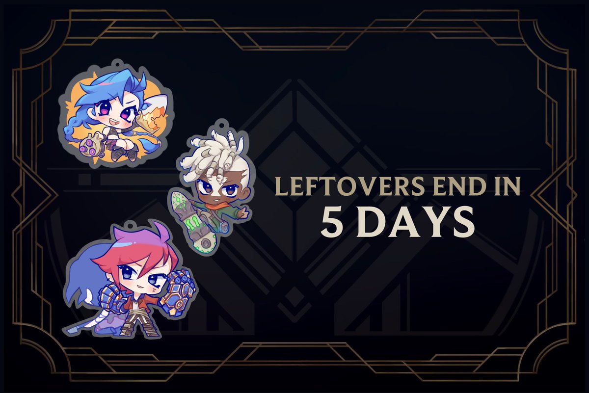 💥LEFTOVER SALES CLOSE IN 5 DAYS💥

Just 5 more days until leftover sales close. If you'd like to grab some charms of Jinx, Ekko, or Caitlyn and Vi, now's your last chance!

Leftovers close THURSDAY, AUGUST 31, 9PM EST!