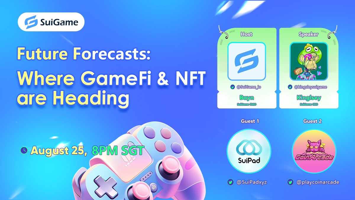 pumpdotgame's tweet image. Where GameFi &amp;amp; NFT are heading? Let’s talk about it! 

Speakers:  @SuiPadxyz @playcoinarcade @SuiGame_io 

🗓️ August 25, 8PM SGT
📍 

Mark your calendar now &amp;amp; join us tomorrow!