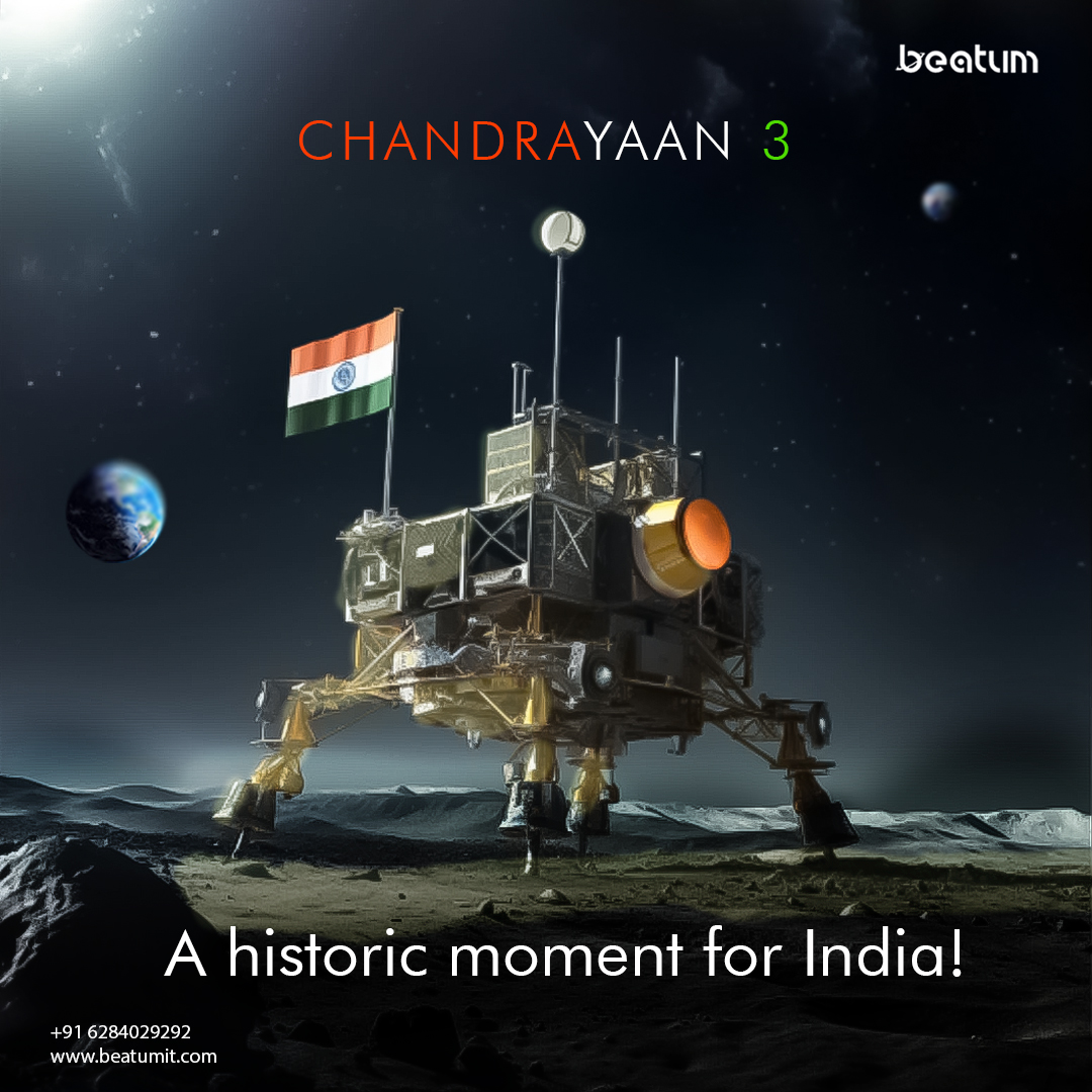 BeatumIT's tweet photo. A historic moment for India! Chandrayaan-3 has successfully landed on the moon, fulfilling a long-held dream of our nation.

Congratulations to ISRO and the entire team of scientists and engineers who made this possible.

#Chandrayaan3 #isrochandrayaan3mission #ISRO  #isroindia https://t.co/ABX1w36wyf