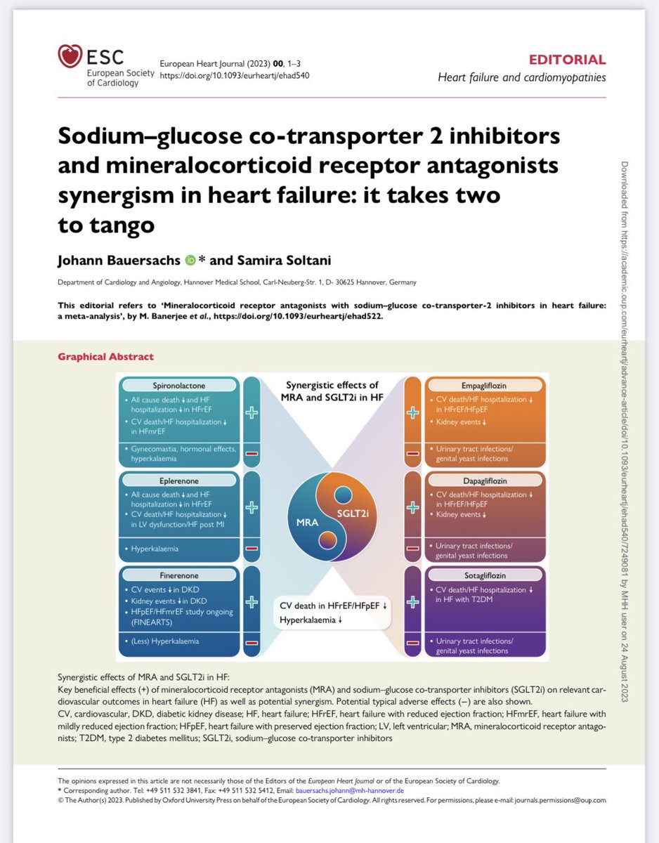 SamiraSoltaniMD's tweet photo. Really happy with our editorial in #EHJ on #SGLT2i and #MRA in #heartfailure. It takes two to tango ! #hotofthepress🔥@DGK_org @HenrikeHillmann @DavidDuncker @DocDerda @YoungDgk @CardioNerds https://t.co/xYd5kzIRf3