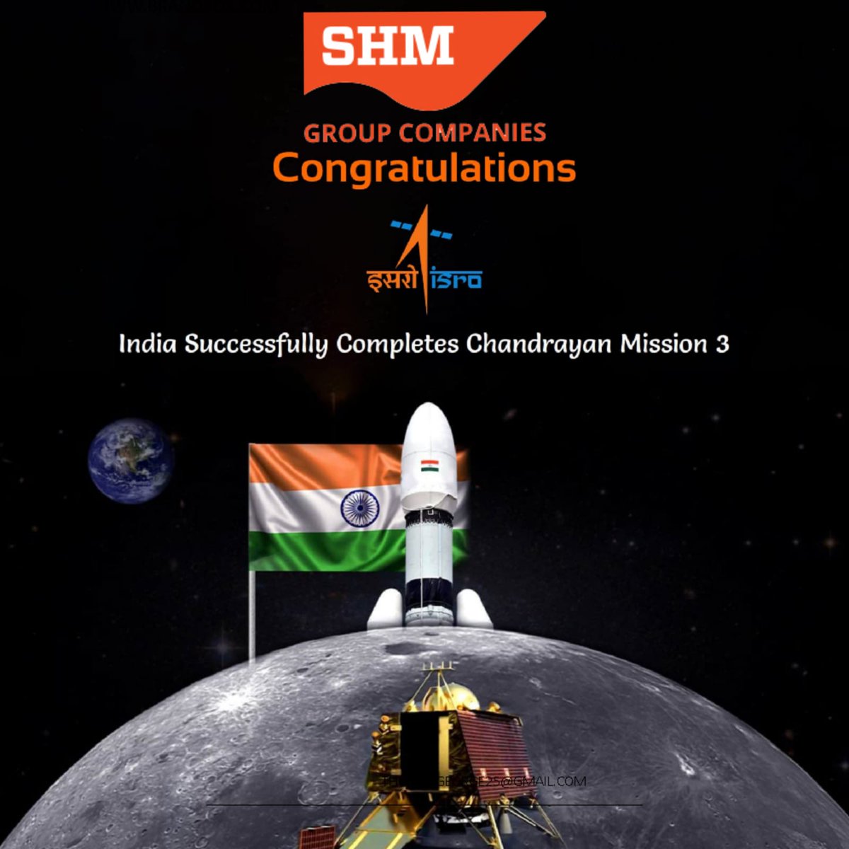 SHMShipcare's tweet photo. Chandrayaan 3 Successfully Achieves Soft Landing on the Moon Congratulations to @isro for another incredible milestone. This remarkable achievement showcases India's dedication to space exploration.
#ThankYouISRO #ISRO https://t.co/E93l4raX3n