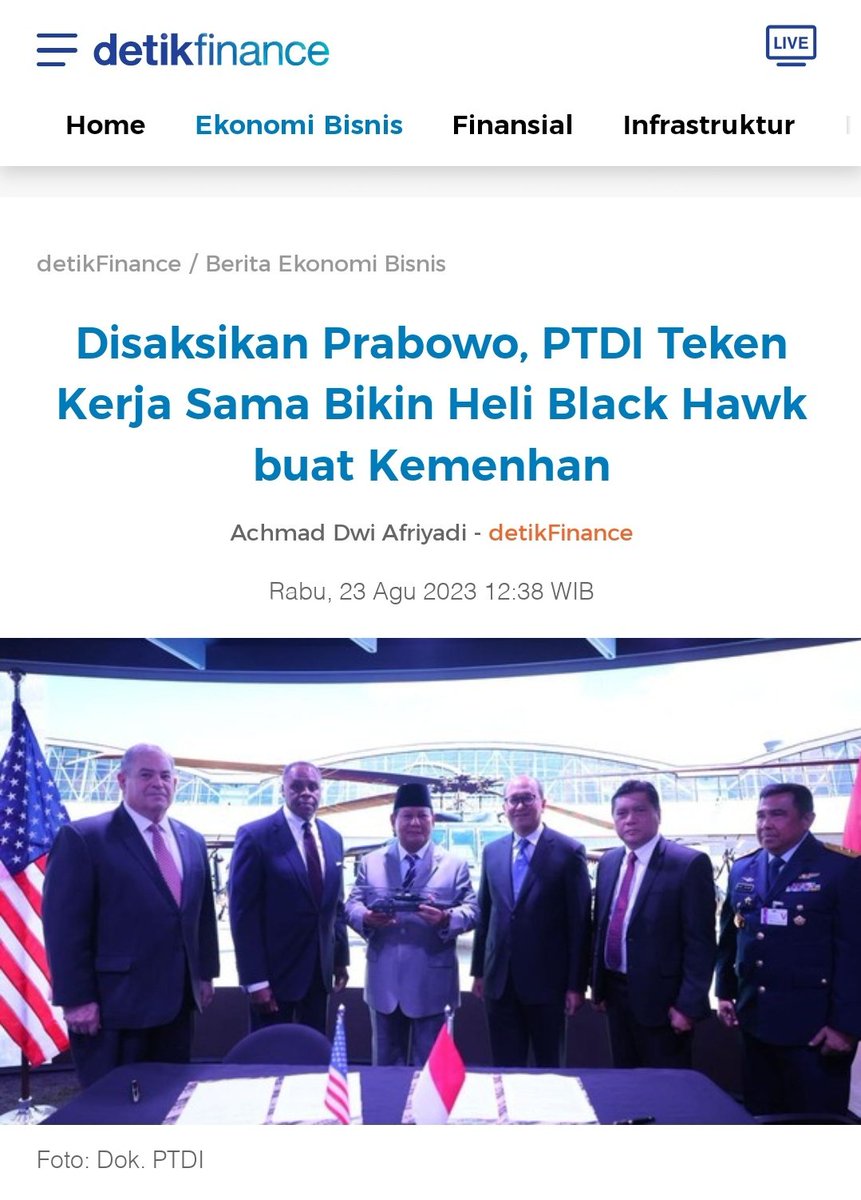 PungkiSina11688's tweet photo. https://t.co/vhQcs1wjim
Prabowo menyaksikan langsung PTDI Teken Kerja Sama Bikin Heli Black Hawk buat Kemenhan
#prabowo2024
#prabowo08 https://t.co/8wQRHPcqPt