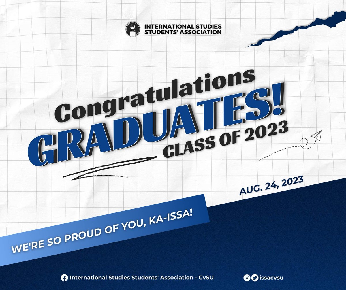 issacvsu's tweet photo. 𝐂𝐎𝐍𝐆𝐑𝐀𝐓𝐔𝐋𝐀𝐓𝐈𝐎𝐍𝐒, 𝐂𝐋𝐀𝐒𝐒 𝐎𝐅 𝟐𝟎𝟐𝟑!

Warmest applause and heartfelt congratulations to all the International Studies graduates! https://t.co/PeERToC5ZT
