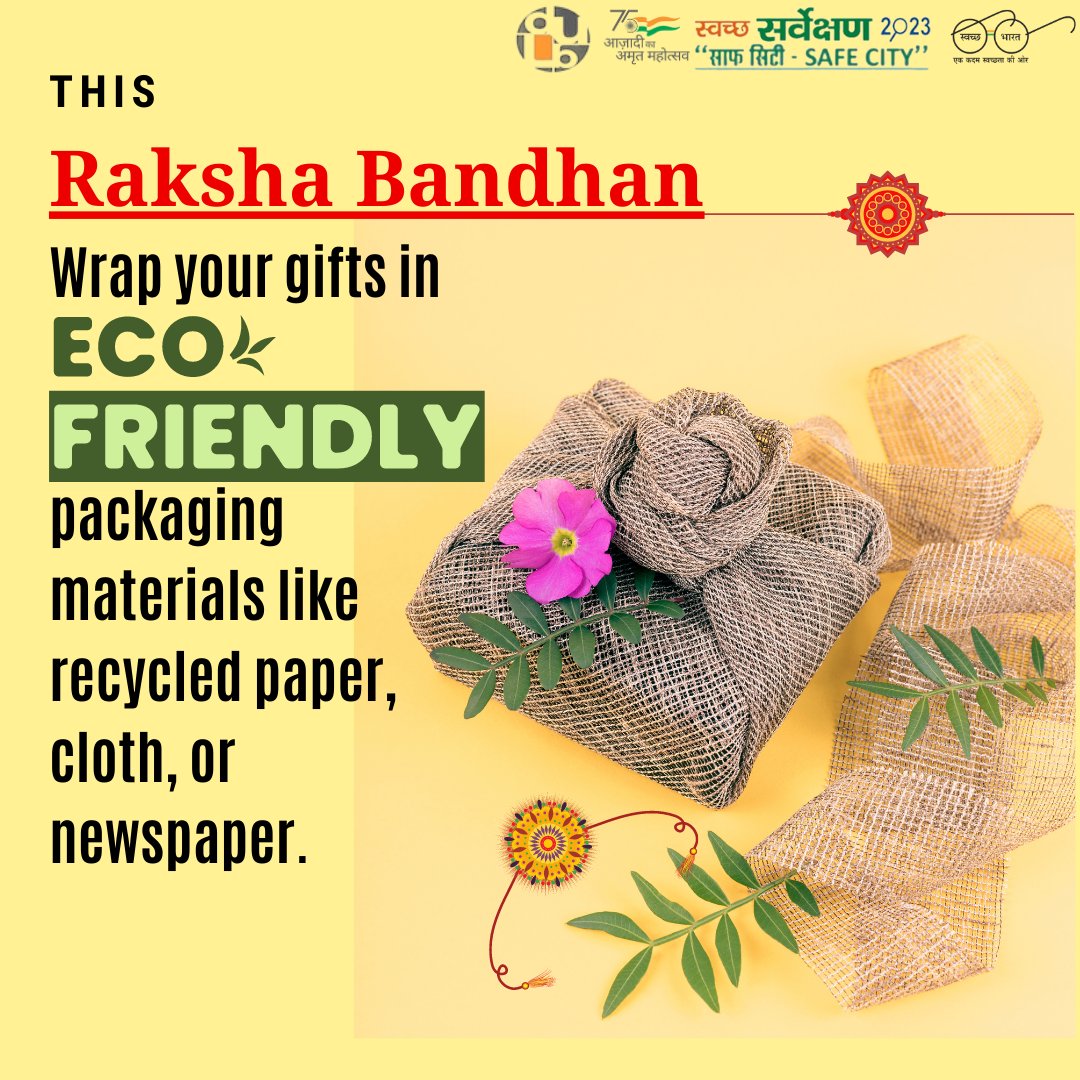 👉This 𝗥𝗮𝗸𝘀𝗵𝗮 𝗕𝗮𝗻𝗱𝗵𝗮𝗻 Wrap your gifts in 𝗘𝗖𝗢-𝗙𝗥𝗜𝗘𝗡𝗗𝗟𝗬♻️ packaging materials like ✔️ 𝗿𝗲𝗰𝘆𝗰𝗹𝗲𝗱 𝗽𝗮𝗽𝗲𝗿, 𝗰𝗹𝗼𝘁𝗵, 𝗼𝗿 𝗻𝗲𝘄𝘀𝗽𝗮𝗽𝗲𝗿. 🎁 It will help to save the environment.🌳 🎁 It reduces the waste of natural resources for production.