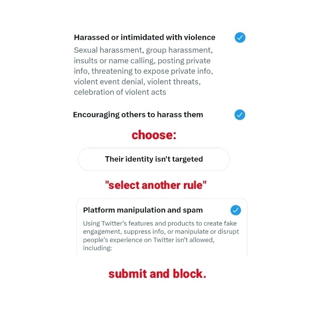 [⚠️] MASS REPORT. DON'T ENGAGE.

setting up 🐨, encouraging others to hate him. 

🔗 x.com/rai_sunlight

⛔️ report as: follow the instructions on the photo provided below > BLOCK!