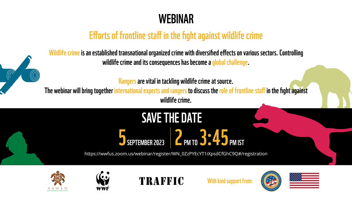 Join us in unveiling the efforts of front liners who courageously battle poaching, trafficking, and habitat destruction. Save the date, and use the link below to register! 🔗 Register here: wwfus.zoom.us/webinar/regist… #wildlifecrime #wwf #Rangers #TogetherPossible