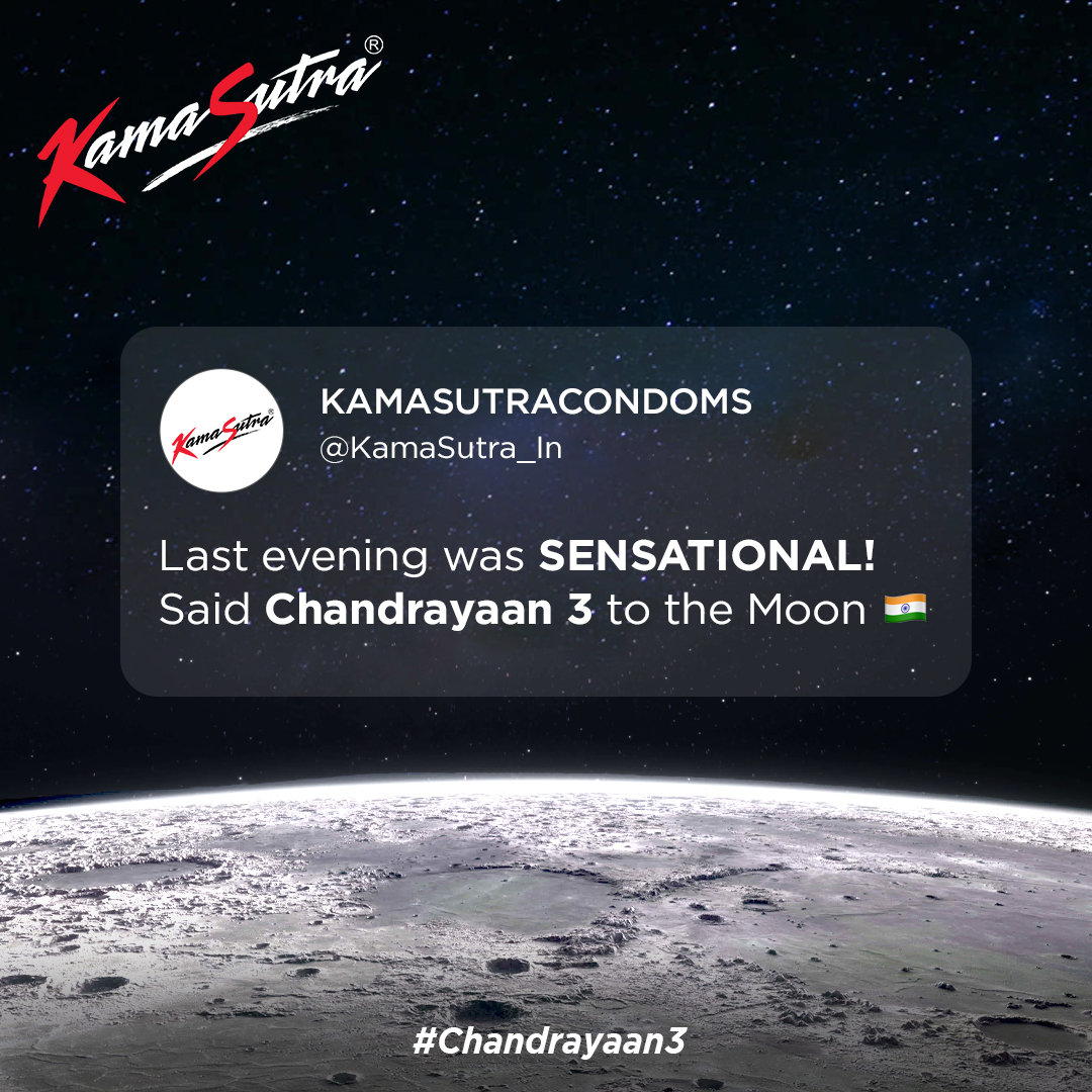 Can you take us over the Moon?🌕 And the reply came 'Why not!'

Hats off to Team <a href="/isro/">ISRO</a>! We are proud of you🤍

#Chandrayaan3 #KamaSutraCondoms #KamaSutraCondomsIndia #condoms #protection #skinfeel #pleasure #topicalspot #topical #trending