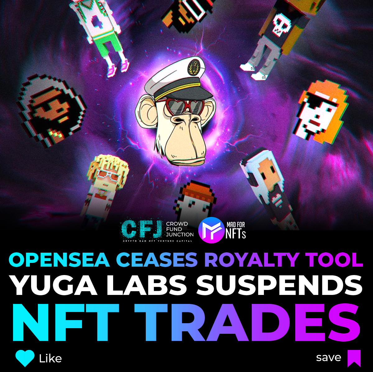 OpenSea Ceases Royalty Tool—Yuga Labs Suspends NFT Trades. For details click below
nftlately.com/opensea-ceases…

MadForNFTs NFT Academy
madfornfts.com/nft-academy-we…

MadForNFT Alpha Club NFT
madfornfts.com/mint

#opensea #web3 #nft #yuga labs #bayc #cryptopunks #cfj #madfornfts