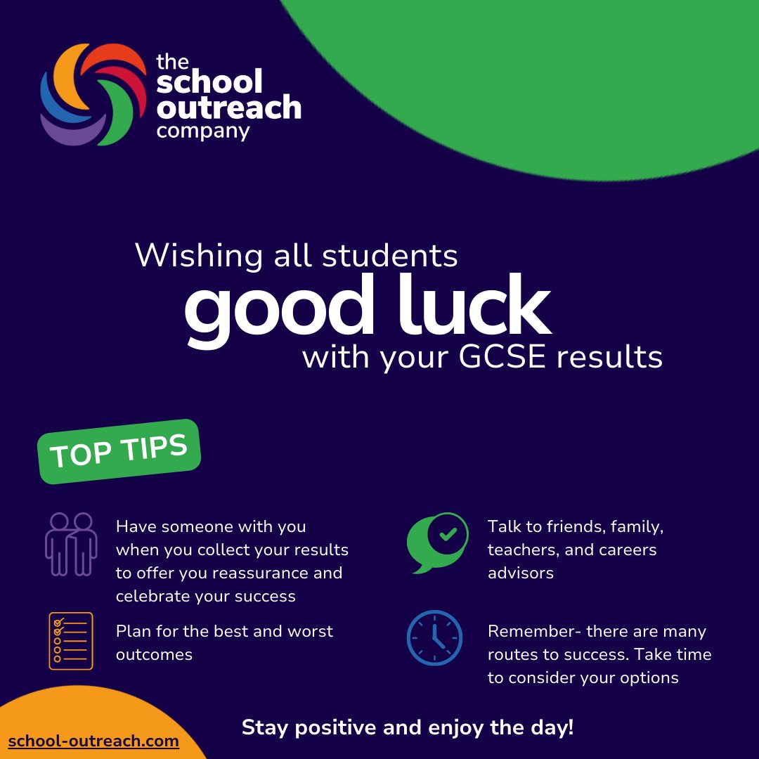 Wishing all students good luck on their results today! #gcseresults #students #goodluck #schooloutreach
