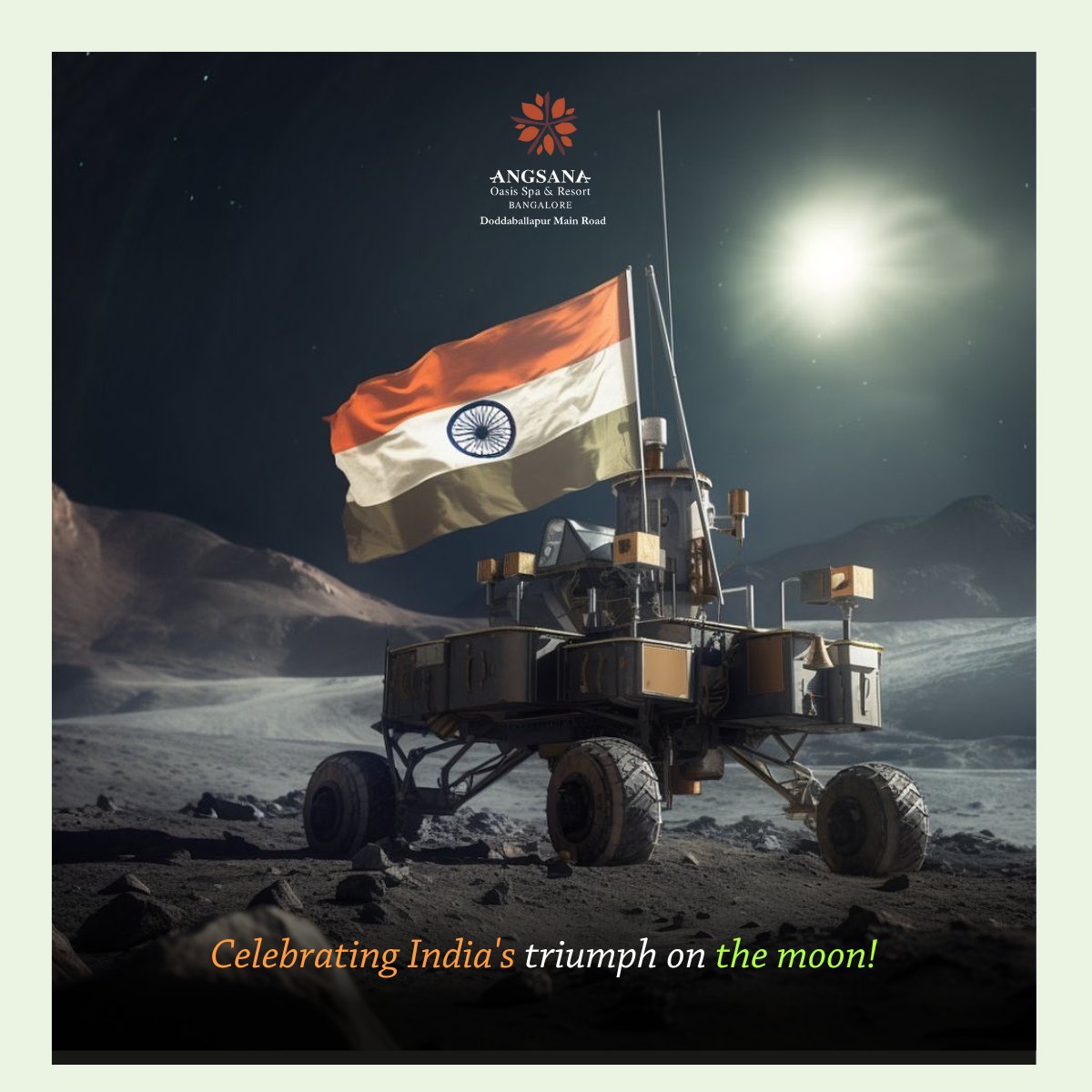 Team Angsana Oasis Spa & Resort congratulates the team of ISRO for inspiring us with  Chandrayan 3’s historic lunar landing. 

#AngsanaOasisSpaAndResort #AngsanaHotels #SenseTheMoment #SanctuaryForTheSenses #BanyanTreeHotels #BanyanTreeHotelsAndResorts #Chandrayaan3 #ISRO