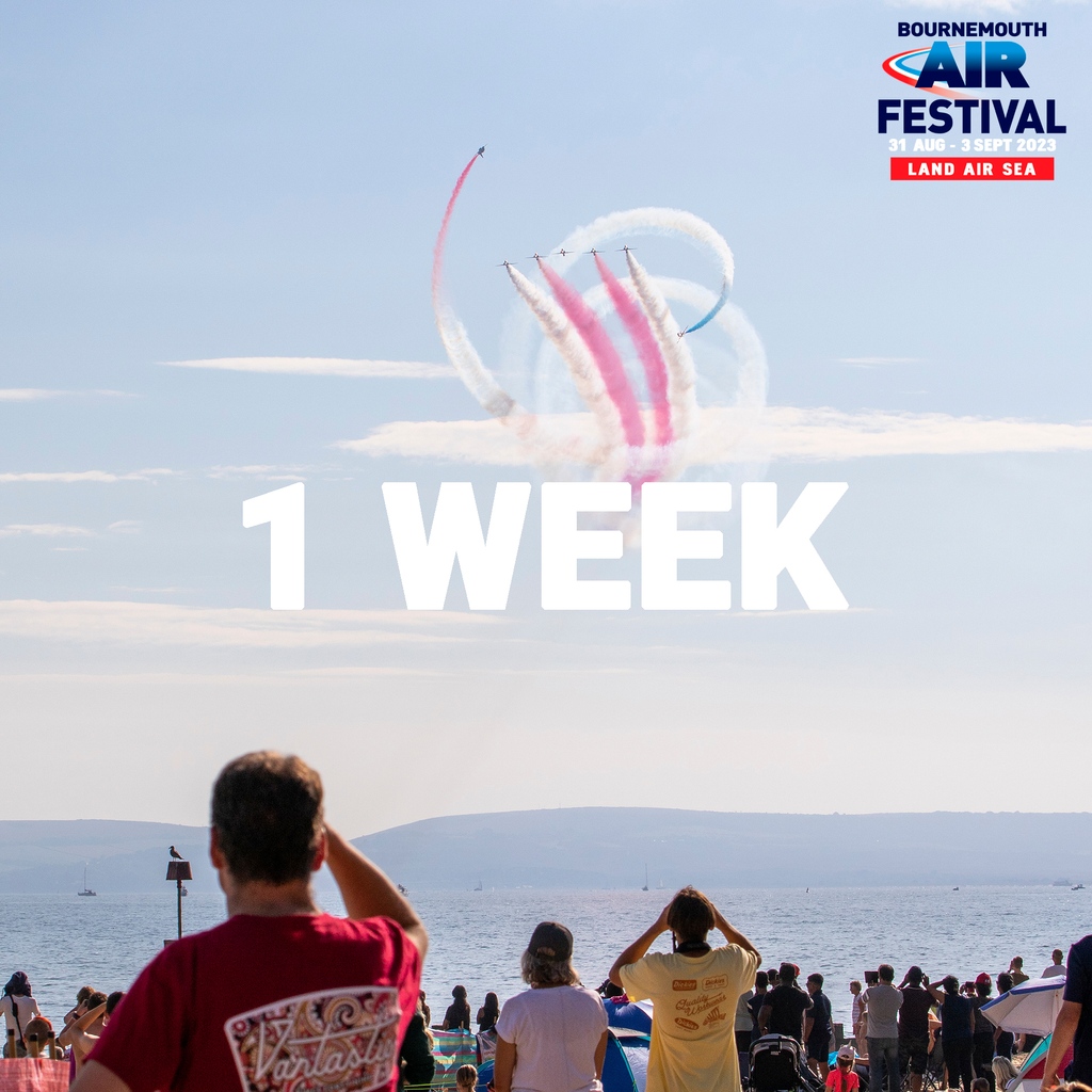 Bournemouth Air Festival (@bmthairfest) on Twitter photo 1 WEEK TIL TAKE OFF! We can't wait to welcome you all to the #BmthAirFest 2023!
Plan your visit to the festival by heading to bournemouthair.co.uk/plan-your-visi…
❓You can also find plenty of answers to your questions by visiting our FAQs page at bournemouthair.co.uk/faqs/  1 WEEK TIL TAKE OFF! We can't wait to welcome you all to the #BmthAirFest 2023!
Plan your visit to the festival by heading to bournemouthair.co.uk/plan-your-visi…
❓You can also find plenty of answers to your questions by visiting our FAQs page at bournemouthair.co.uk/faqs/ 