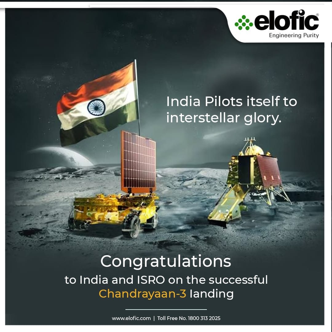 EloficLimited's tweet photo. Congratulations to India and ISRO for the historic achievement of Chandrayaan-3!
. 
. 
. 
#eloficindustries #chandrayaan3 #isro #automobile #India https://t.co/oOJMB2XCJu