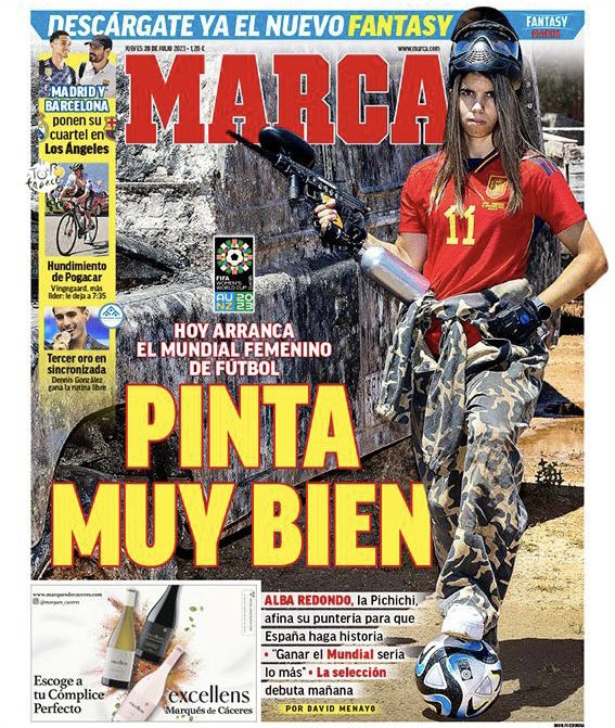 Ser portada de un diario no es fácil. Por suerte, el deporte español da muchas alegrías que hacen aún más que así sea. Sin embargo, el día que arrancó el mundial <a href="/marca/">MARCA</a> eligió que yo lo fuera. Todo un orgullo para mi haber sido la elegida. Únicamente las circunstancias que (1)
