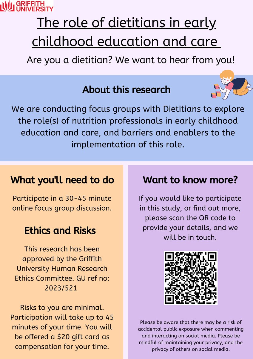 ‼️ Are you a dietitian? Have you worked with ECEC services? What was your role? What do you want it to look like? Tell us! 📢 Register interest here 👉 tinyurl.com/dietitianECEC @LisaVincze @Dr_BeckB @DanielleGalle15