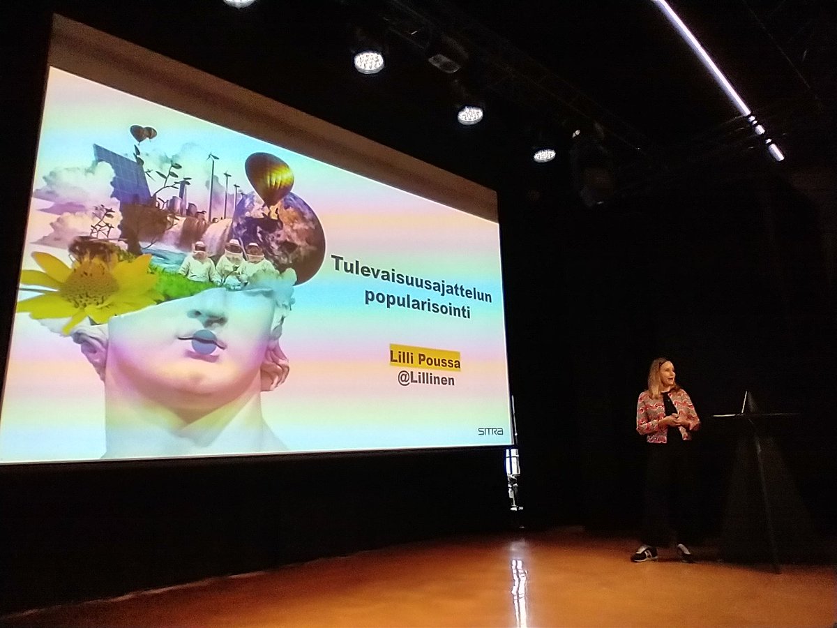 @Lillinen Liisa Poussa madaltaa tulevaisuustyön kynnystä #tjanssi -hankkeen päätösseminaarissa <a href="/glivelabtampere/">G Livelab Tampere</a> #ennakointi #tulevaisuus #pirkanmaa