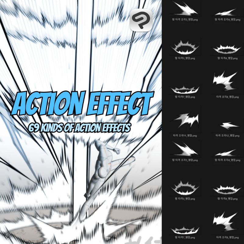 acon3d_global's tweet photo. Discover the best action effect brush for Clip Studio Paint and PNG format that you can download right now!