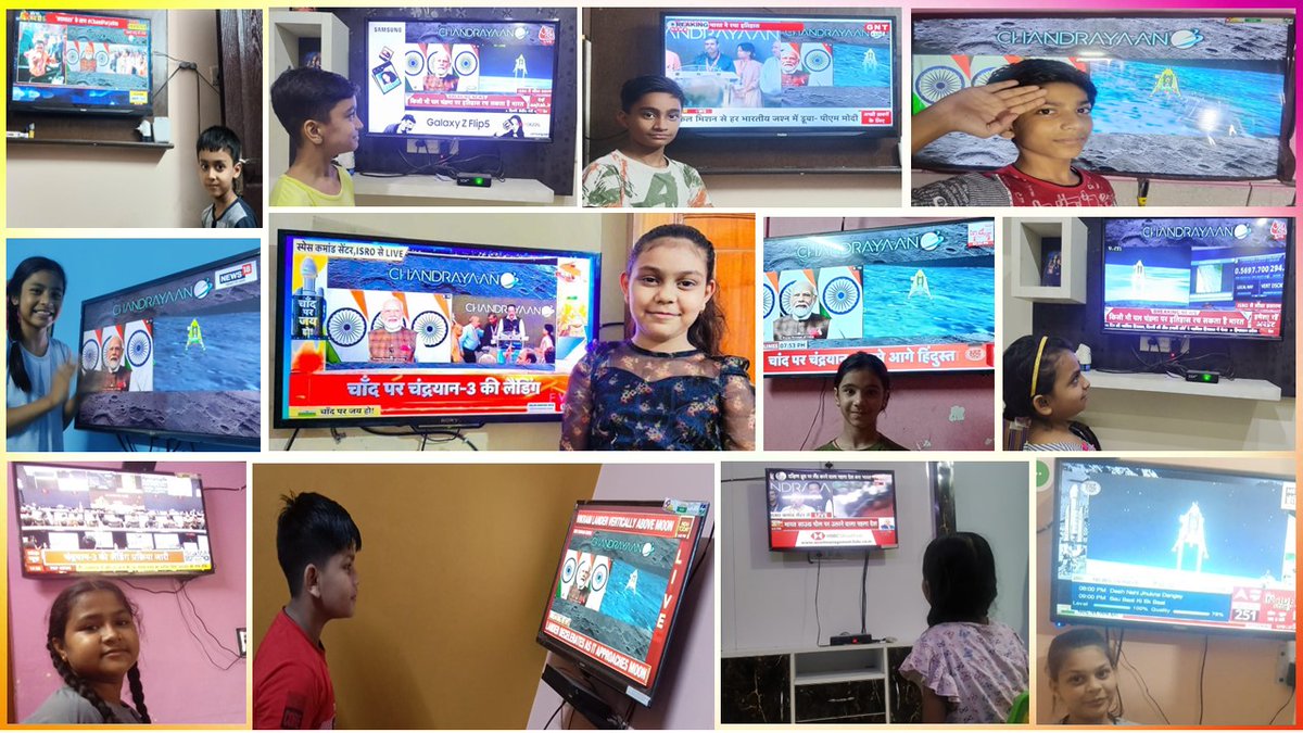 PublicPuneet's tweet photo. Hearty Congratulations to the Team #ISRO for the successful landing at lunar moon. 

Our students were also exited and saw the live coverage and sent their pictures with the live telecast of #Chandrayan landing.

#Chandrayaan3Landing #chandrayaan3mission #isro #puneetpublicschool https://t.co/AVuMP8jhnG