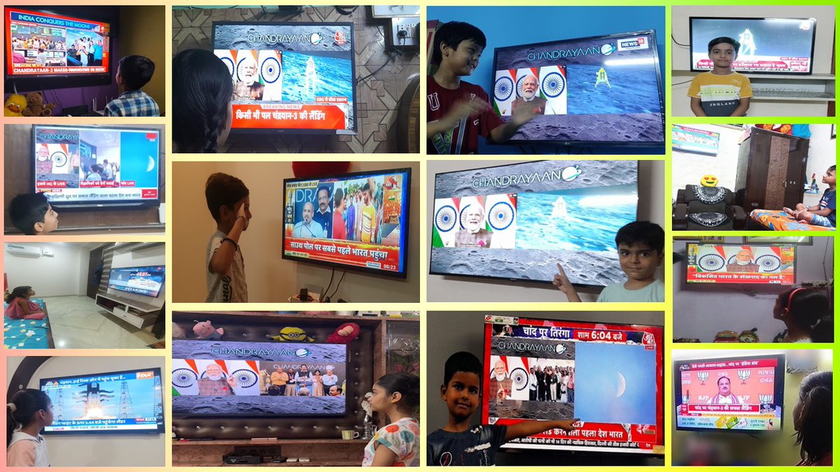 PublicPuneet's tweet photo. Hearty Congratulations to the Team #ISRO for the successful landing at lunar moon. 

Our students were also exited and saw the live coverage and sent their pictures with the live telecast of #Chandrayan landing.

#Chandrayaan3Landing #chandrayaan3mission #isro #puneetpublicschool https://t.co/AVuMP8jhnG