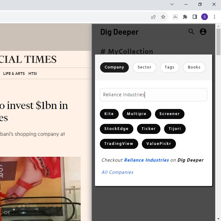 Shankar_19's tweet image. New search feature on Dig Deeper Chrome Extension:

Now you can search among 4000+ NSE/BSE listed companies🔥

&amp;amp; quickly navigate to respective company pages on🚀

@zerodhaonline Kite
@MultipieSocial 
@screener_in 
@mystockedge 
@finologyticker 
@Tijori1 
@tradingview 
ValuePickr