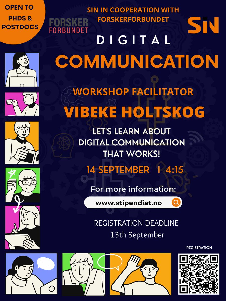 SiN in cooperation with Forskerforbundet is pleased to invite you to the workshop 'Digital communication that works!' on 14th of September at 16.15. forskerforbundet.no/kurs/pamelding…